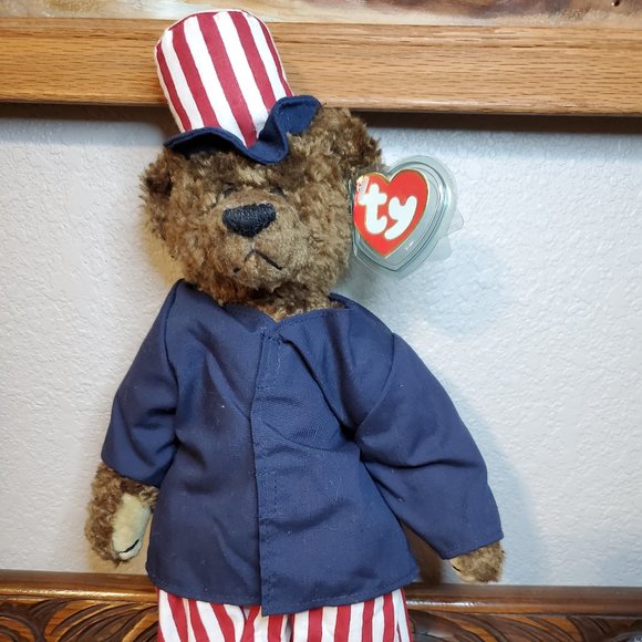 Patriotic Uncle Sam Ty Beanie Babies Bear Samuel I - Picture 3 of 4